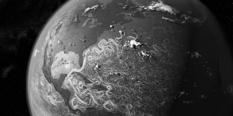 Satellite-based graphic showing ocean currents