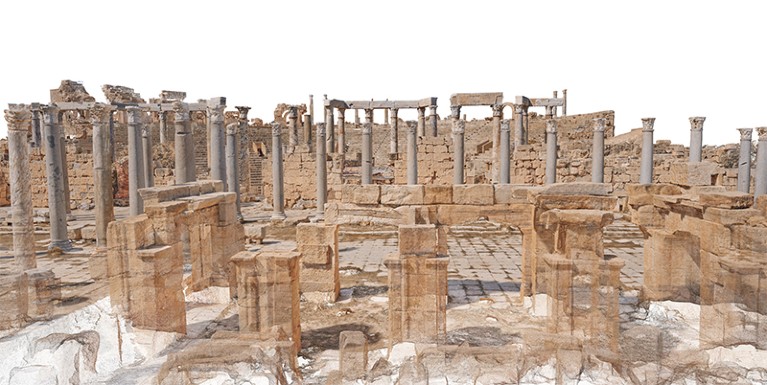 3D rendering of Leptis Magna theatre in Libya