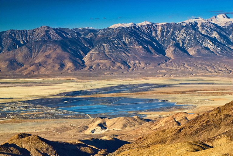 A view across Owens Valley and Owens Lake from the Cerro Gordo Road.