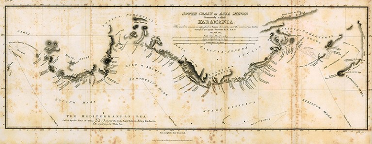 1817 map of the south coast of Asian Minor by Francis Beaufort