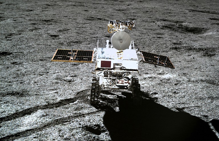 The rover Yutu-2 on the moon.