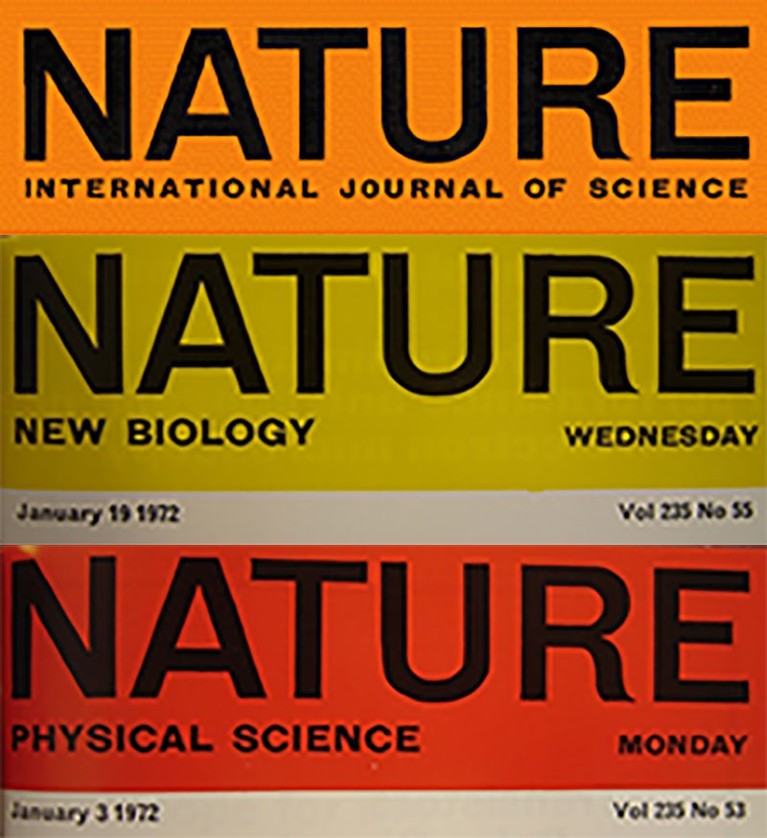 Logos for Nature, Nature New Biology and Nature Physical Science