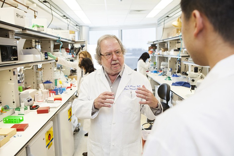 Dr. James Allison at MD Anderson Cancer Center in his lab in Houston, TX