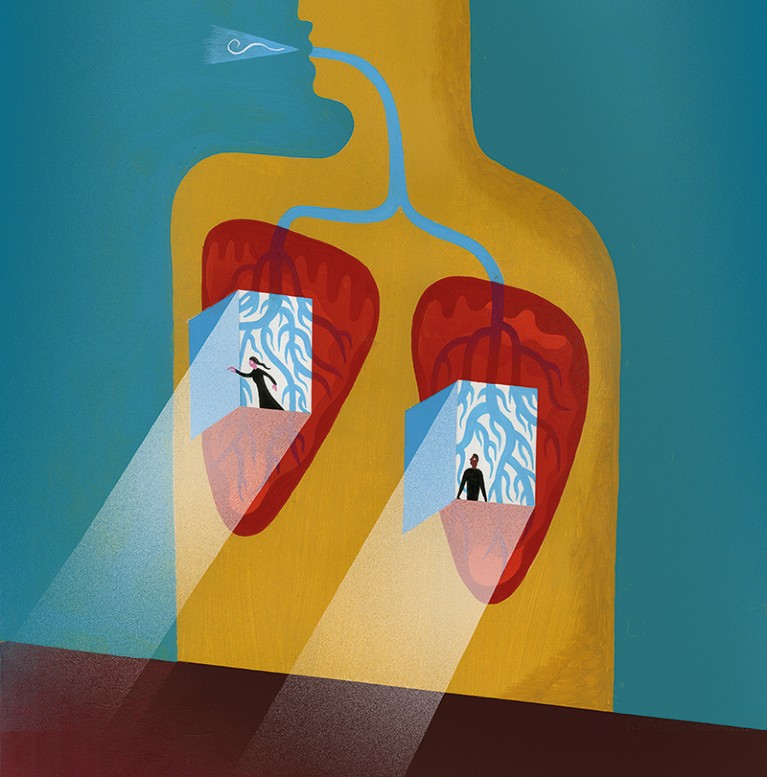 Glow from the lungs symbolizes advances in treating cystic fibrosis.