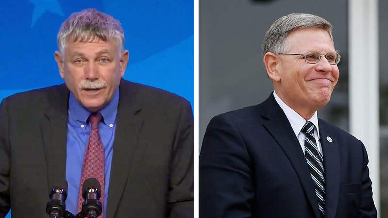 Eric Lander on the left and Kelvin Droegemeier on the right in this two photo composite