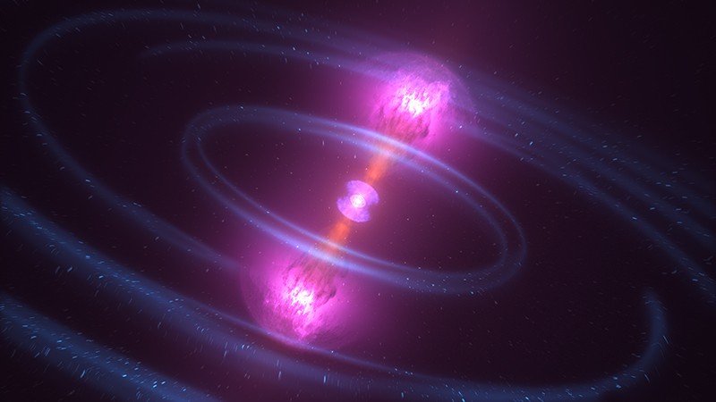 Illustration of the neutron star merger known as GW170817, detected on Aug. 17, 2017.