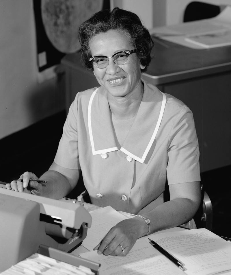 Katherine Johnson at her desk at Langley Research Center, 1966