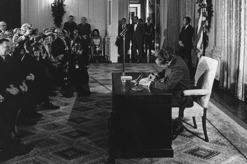 President Richard Nixon signing the National Cancer Act