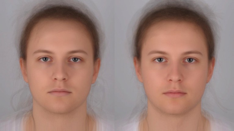 Averaged images of 16 sick (L) and healthy (R) individuals