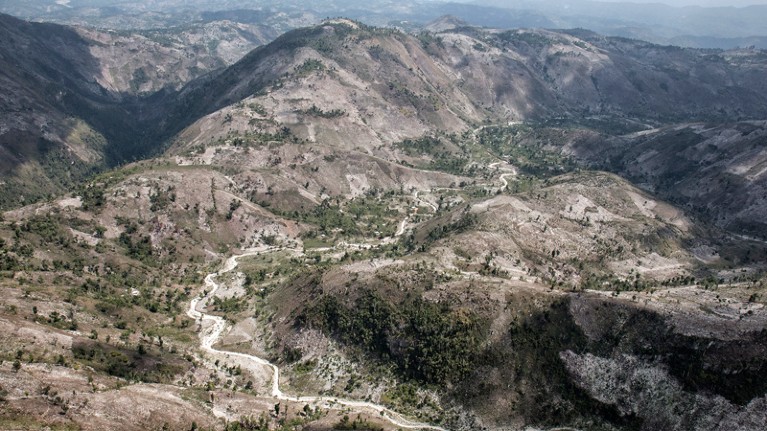 Deforested hills in the Massif De La Hotte, Haiti