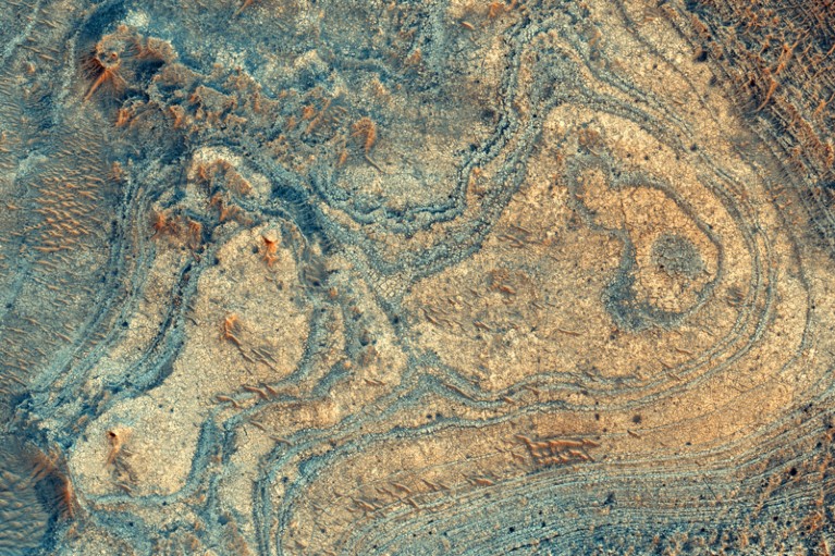 A Martian mineral deposit imaged from orbit