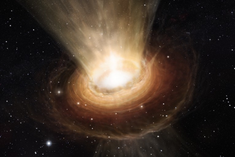 An artist's impression of the surroundings of a supermassive black hole
