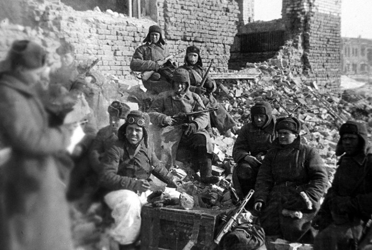 Soldiers of the Red Army take a break during the Battle of Stalingrad January 1943