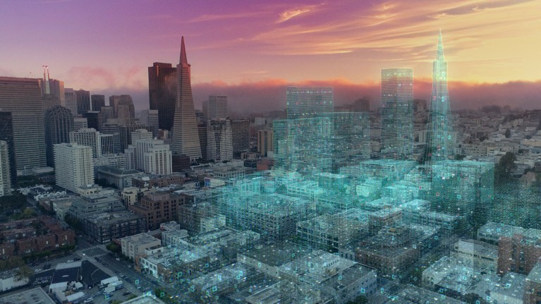 An illustration of a digital twin city