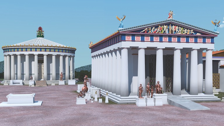 Reconstruction of the Temple of Asclepius and the Thymele at Epidaurus.