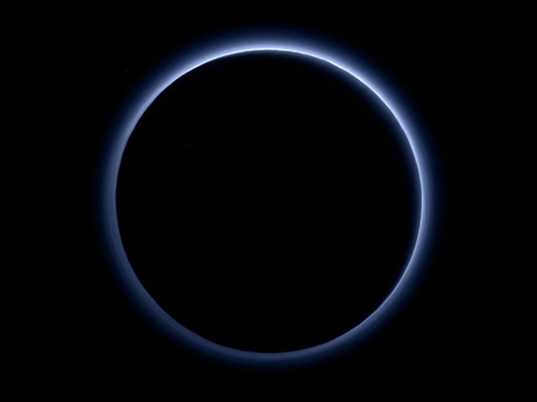 Pluto's blue sky.