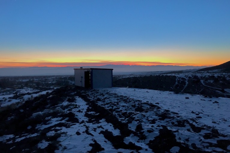 The temporary imaging lab on the mountain in Xinjiang province, China
