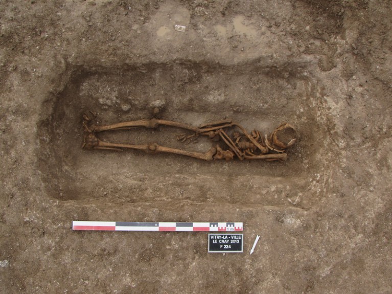 Skeleton in a grave