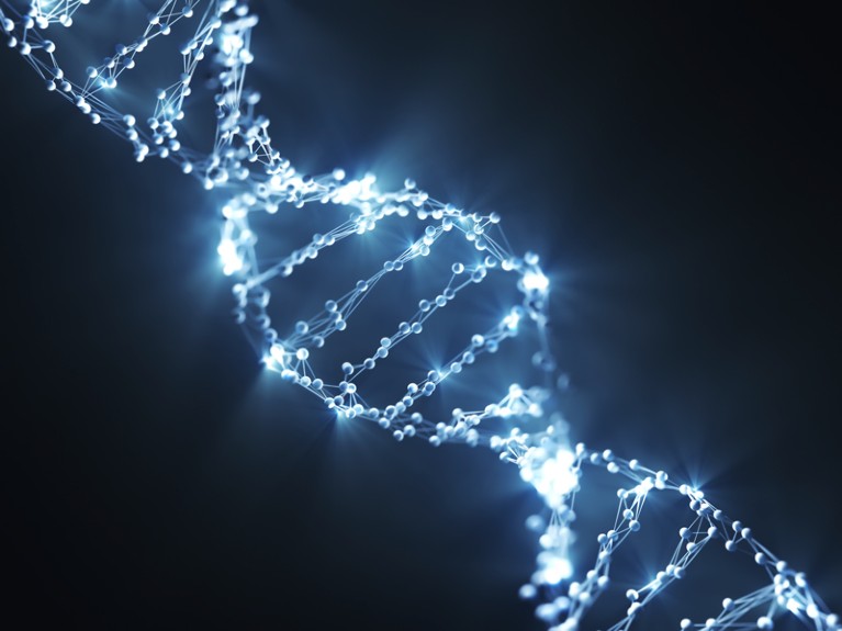 Illustration of illuminated DNA strands