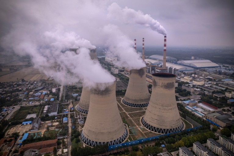 A bird's eye view of a coal power plant