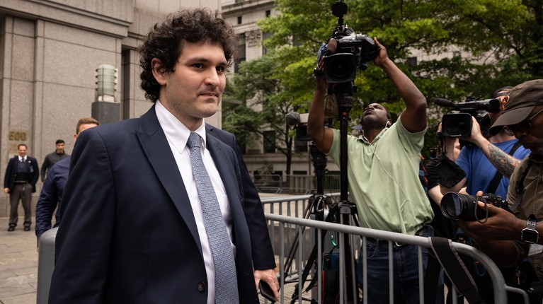 Sam Bankman-Fried, co-founder of FTX Cryptocurrency Derivatives Exchange, leaves court in New York, US, on Thursday, June 15, 2023.