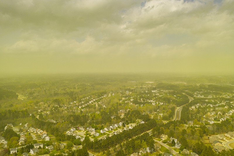 Pollen scattered by the wind over Durham, North Carolina, April 8, 2019