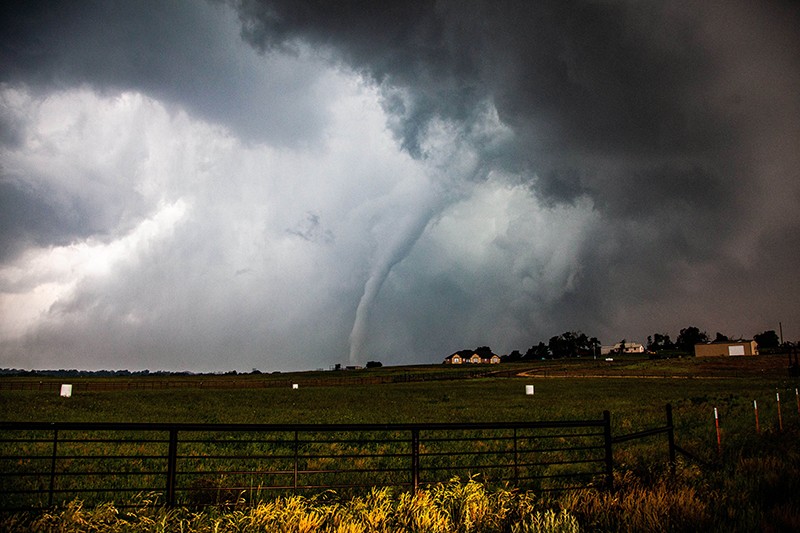 An EF-2 tornado begins to unfold on the outskirts of Magnum, Oklahoma