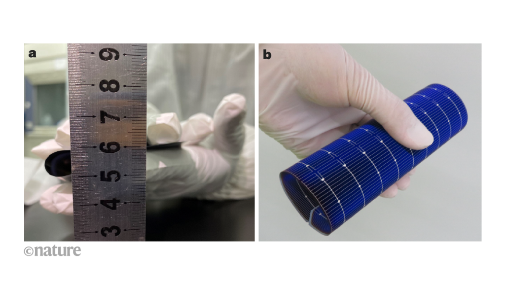 Flexible solar cells made with crystalline silicon