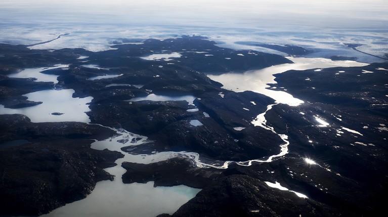 Aerial photograph of the west coast of Greenland