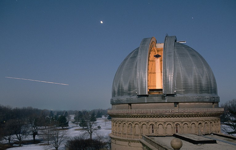 Exterior view of the telescope dome at Yerkes Observatory
