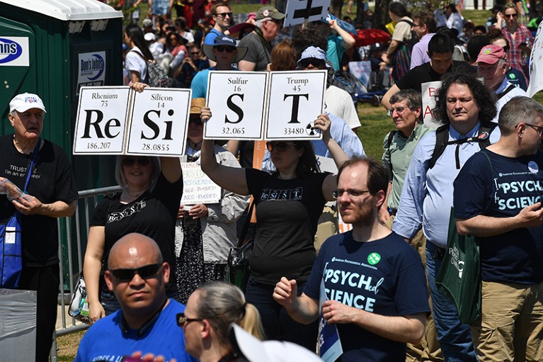 Signs at the March for Science in Washington DC