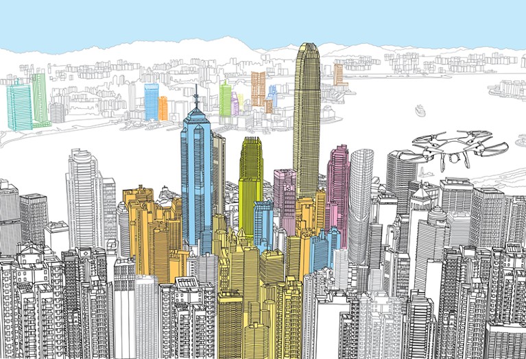 Artisitic sketch of Hong Kong's skyline