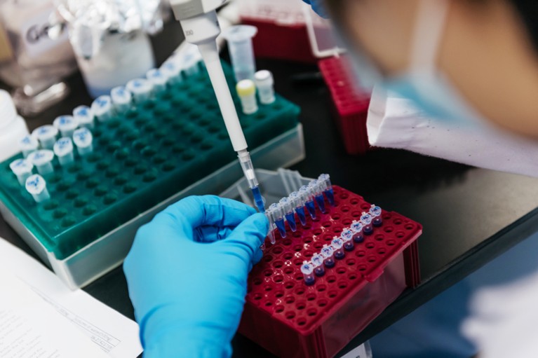 A technician prepares samples in a research laboratory