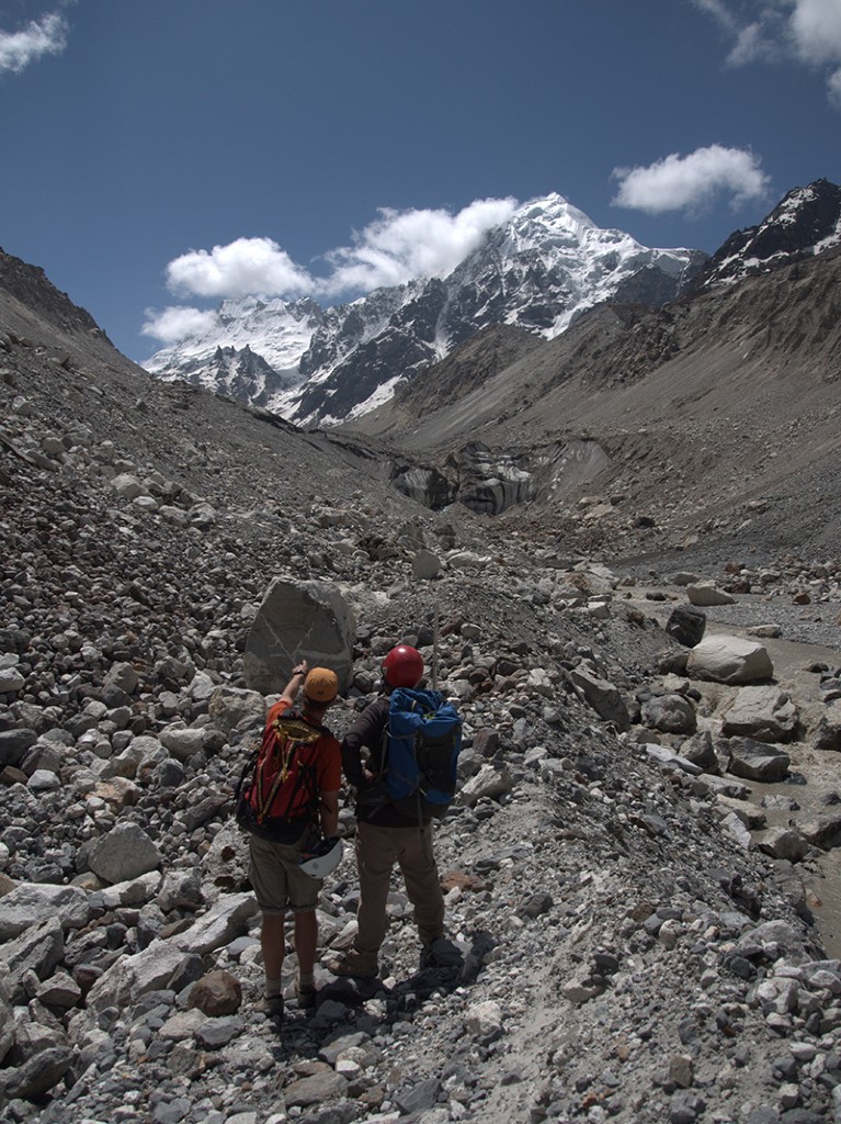 Two climbers in the mountains in Nepal