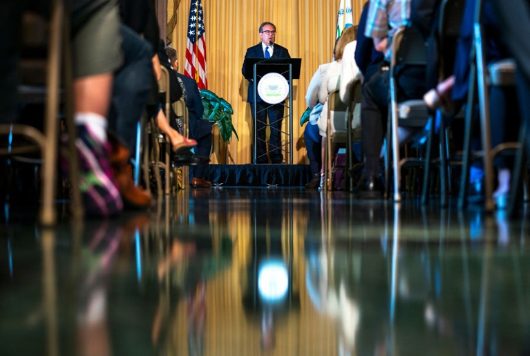 Andrew Wheeler speaks to EPA employees