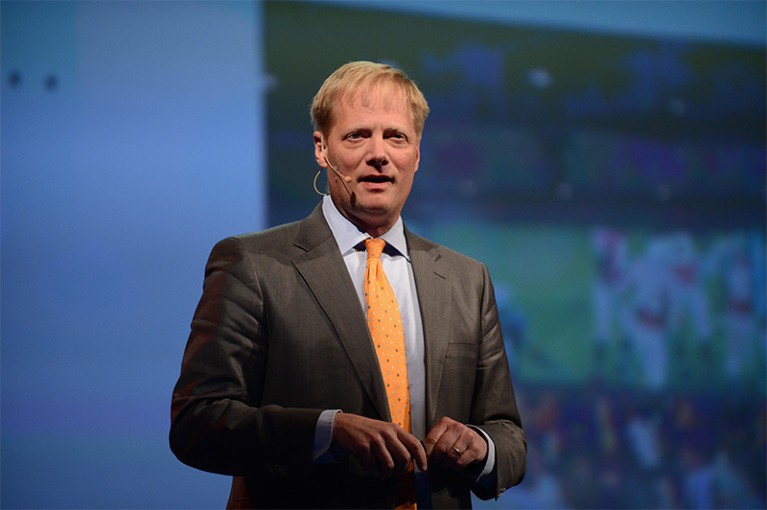 Brian Wansink pauses during a summit talk.
