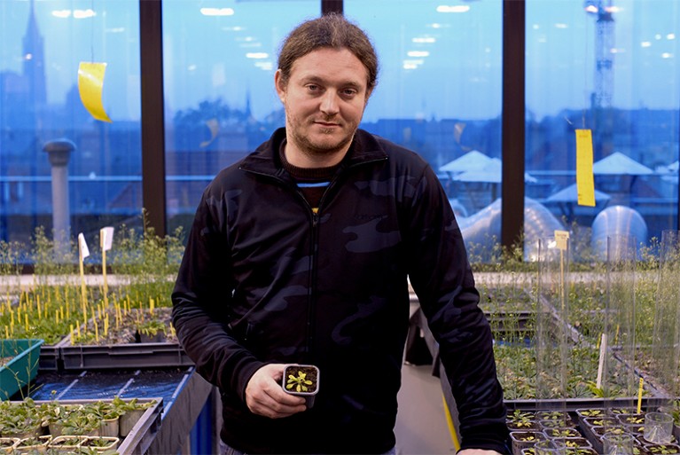 Dr Olivier Voinnet, pictured with his plants in 2006.