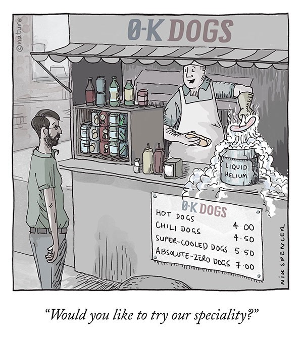 A hotdog vendor sells absolute-zero dogs