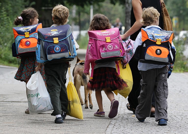 Children walk to school