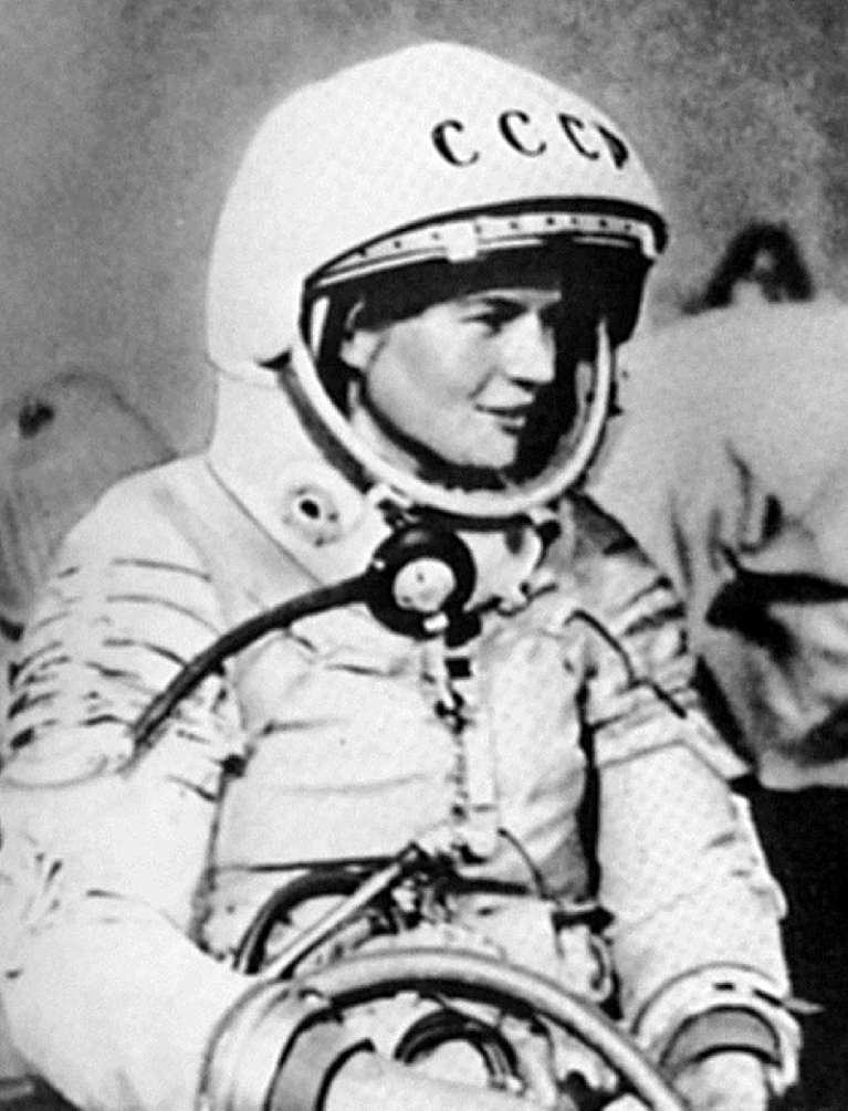 Valentina Tereshkova pictured in her cosmonaut suit. Previously a factory worker, she was the first woman in space.