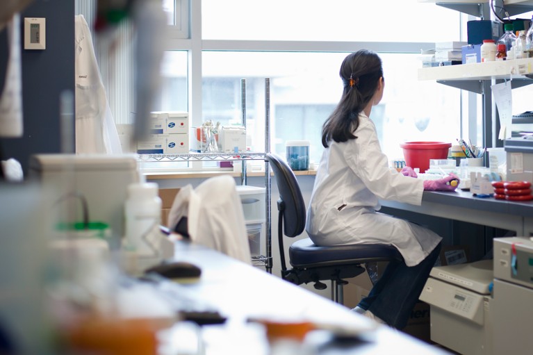 Looking out the window of a lab