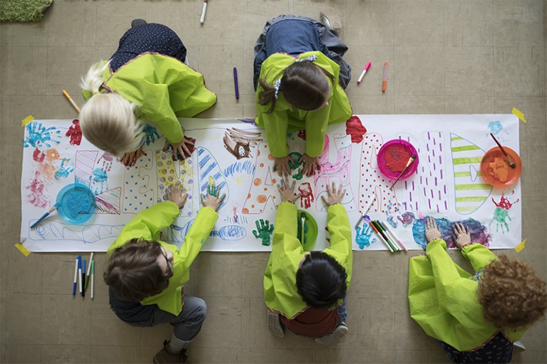 Young children do painting & drawing