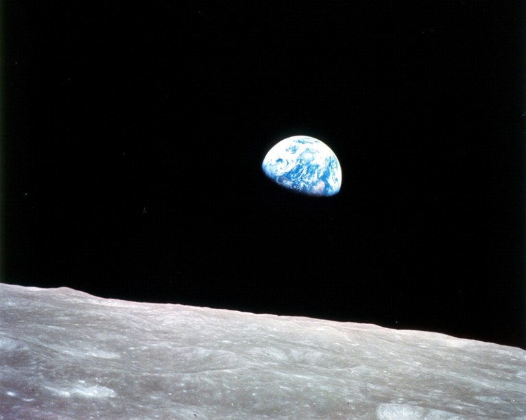 Earth seen from lunar orbit during Apollo 8 mission