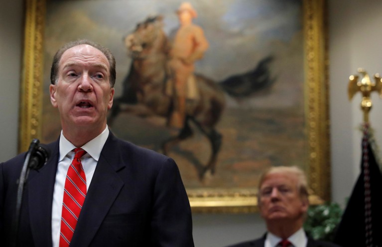 Candidate for President of the World Bank, David Malpass, speaks at the White House with Donald Trump