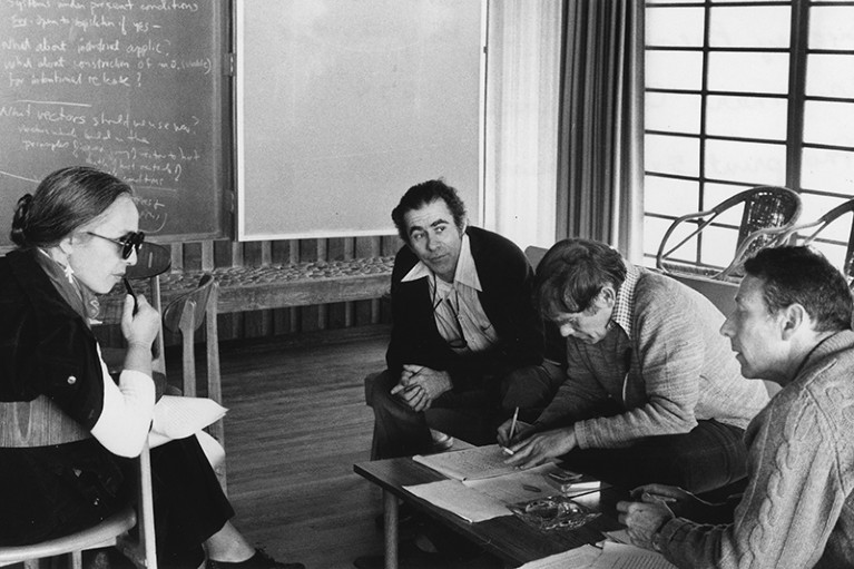 Maxine Singer, Norton Zinder, Sydney Brenner and Paul Berg in 1975.