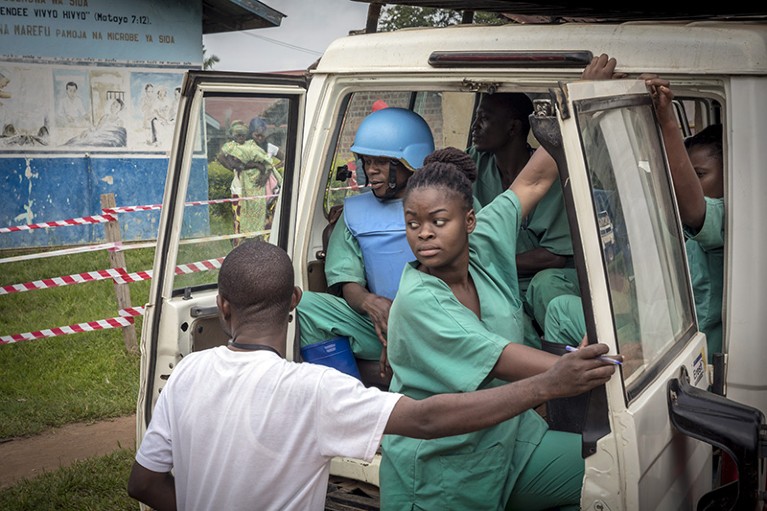 An Ebola response team arrives in Oicha, North Kivu, DRC