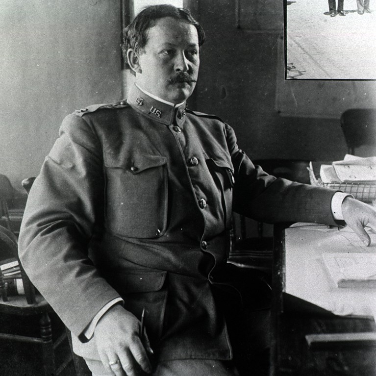 Dr Rupert Blue at his desk during San Francisco plague campaign