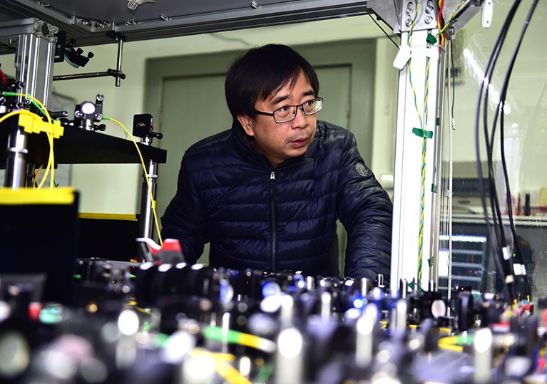 Pan Jianwei, a member works at a lab of the University of Science and Technology in Hefei, China. Feb. 25, 2016