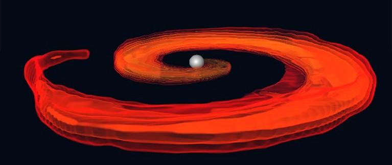 Artist’s depiction of the last instances of a neutron star and black hole merger