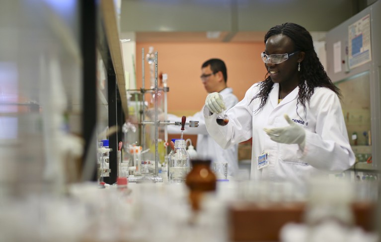 Scientists work in the Drug Discovery and Development Centre at the University of Cape Town.
